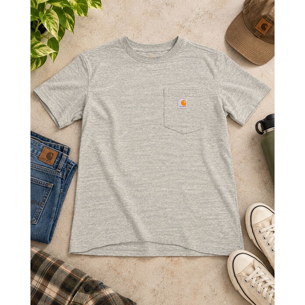 Carhartt Original Fit Pocket T-Shirt S 4/6 Heather Green Short Sleeve